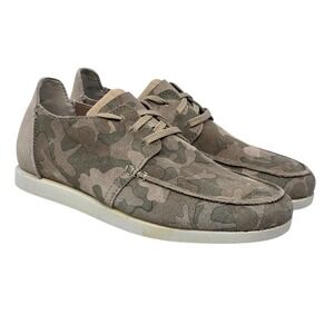 Clarks Low Moc Oxford Shoes Mens 8 M Sand Camouflage Leather Lace Up NWB